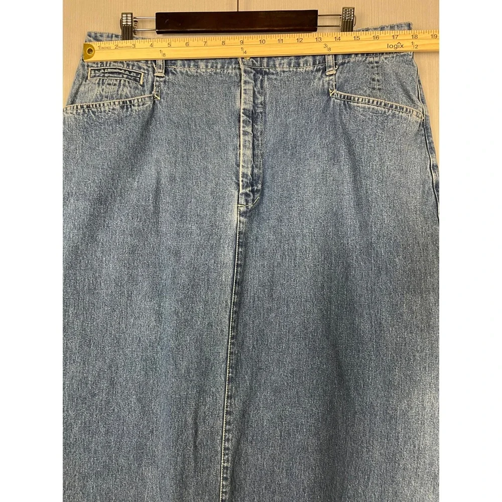 Eddie Bauer‎ Denim Skirt Womens 18 Straight High Waisted Vintage 90s 36x37
